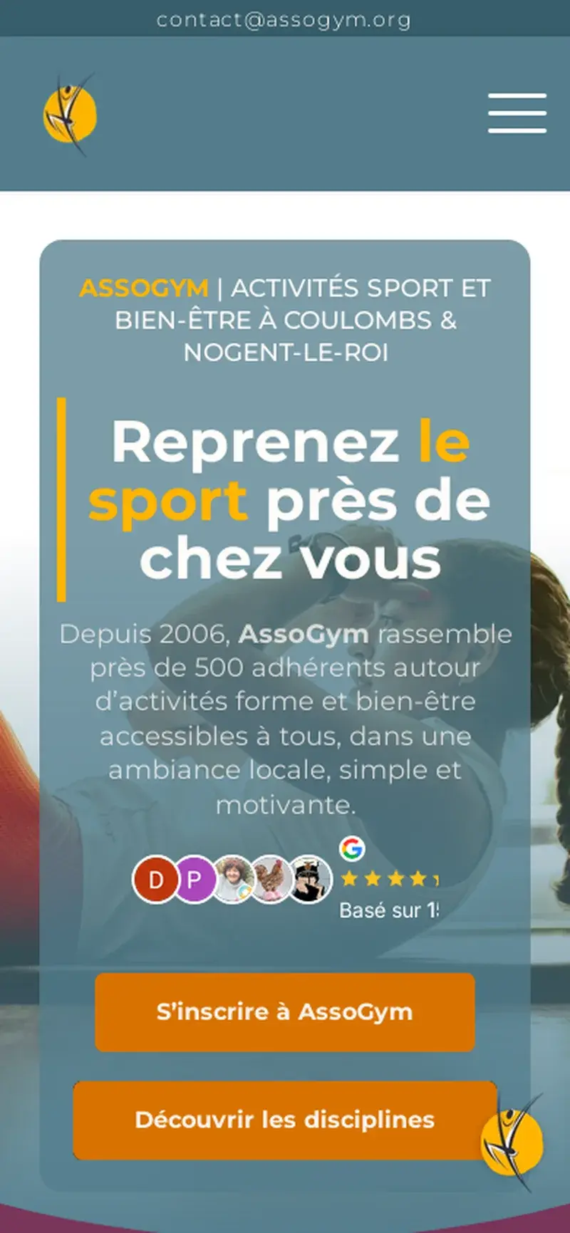 Mobile preview of the Assogym website