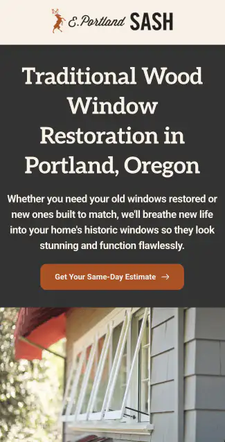 Mobile preview of the East Portland Sash website
