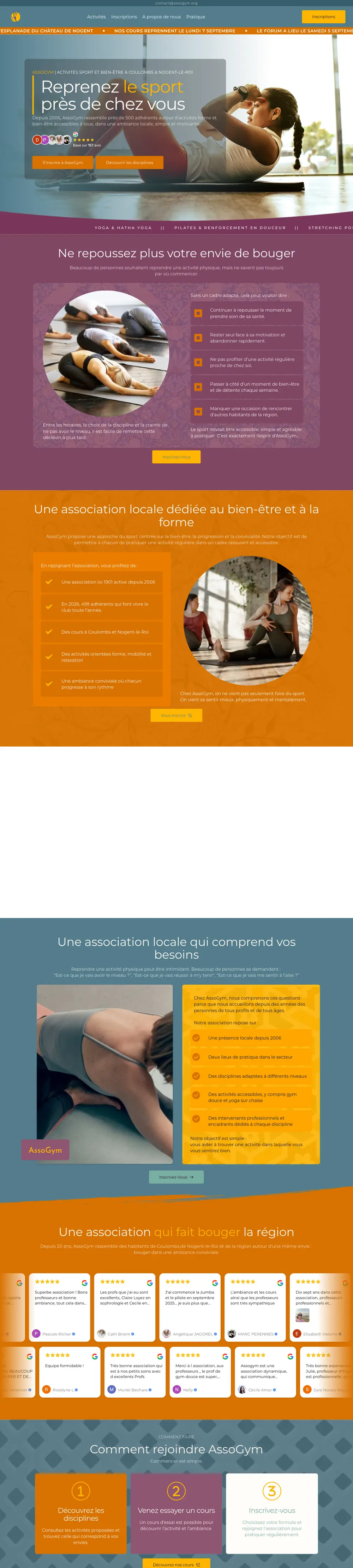 Website of Assogym (Sports and wellness club, Eure-et-Loir, France) built by Monsieur Click, home page
